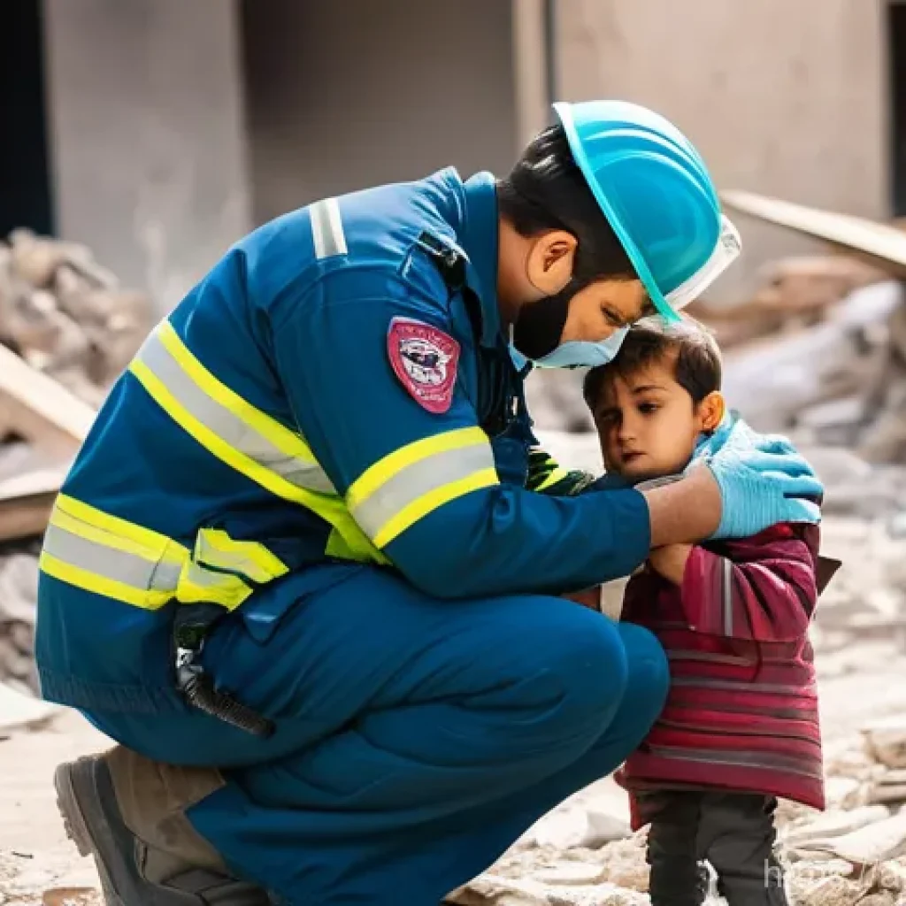 응급구조사와 응급재난 체계 - **Prompt:** "A powerful and heartwarming scene of a male Middle Eastern paramedic in a clean, profes...