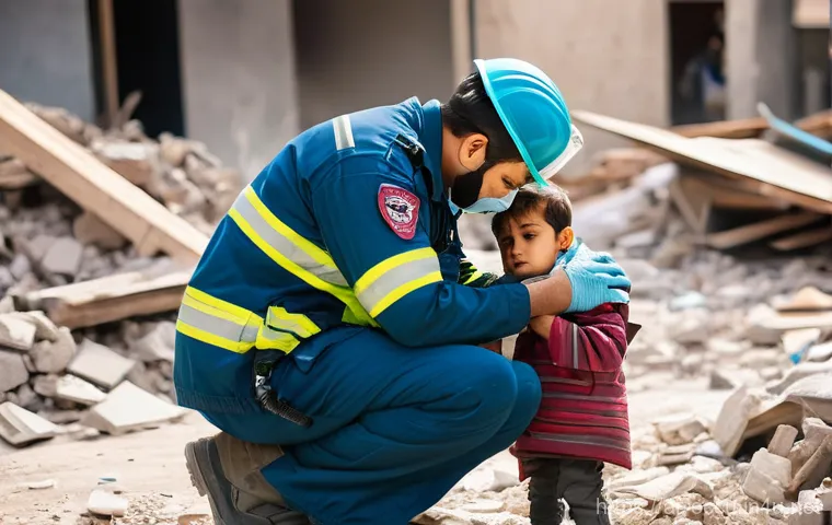 응급구조사와 응급재난 체계 - **Prompt:** "A powerful and heartwarming scene of a male Middle Eastern paramedic in a clean, profes...