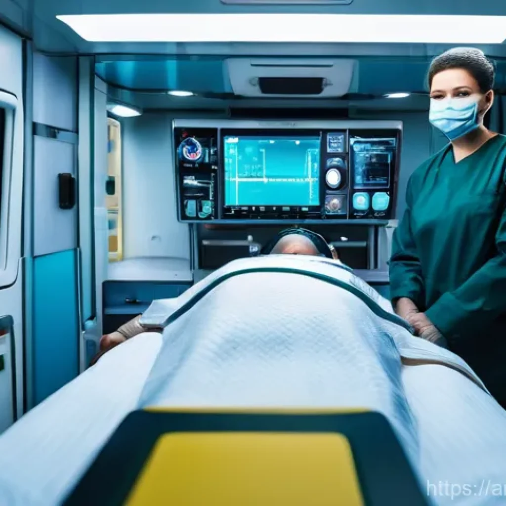 응급구조사와 소방 안전 - **Prompt: Compassionate Paramedics in a Modern Ambulance**
    A team of highly professional and com...