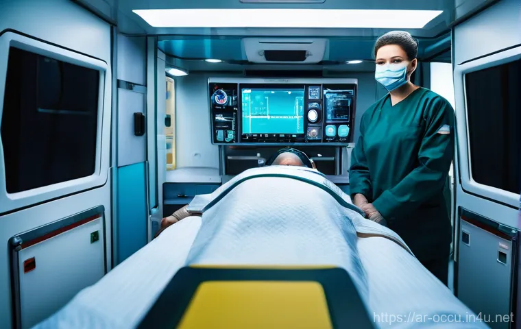 응급구조사와 소방 안전 - **Prompt: Compassionate Paramedics in a Modern Ambulance**
    A team of highly professional and com...
