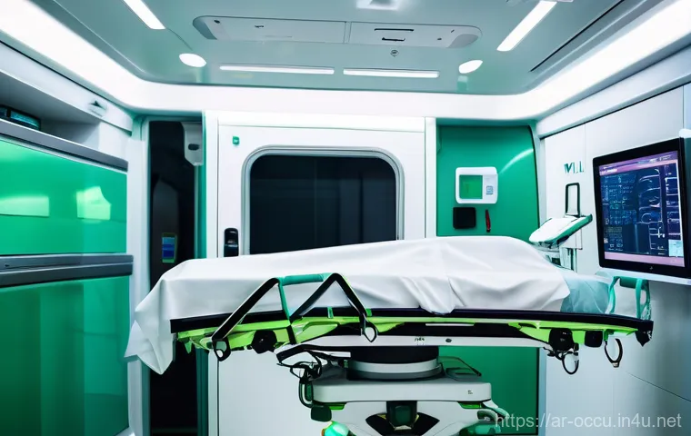 응급구조사와 출동 차량 기술 발전 - **Prompt 1: Cutting-Edge Mobile ICU in an Urban Arab Setting**
    A wide shot of a highly advanced,...