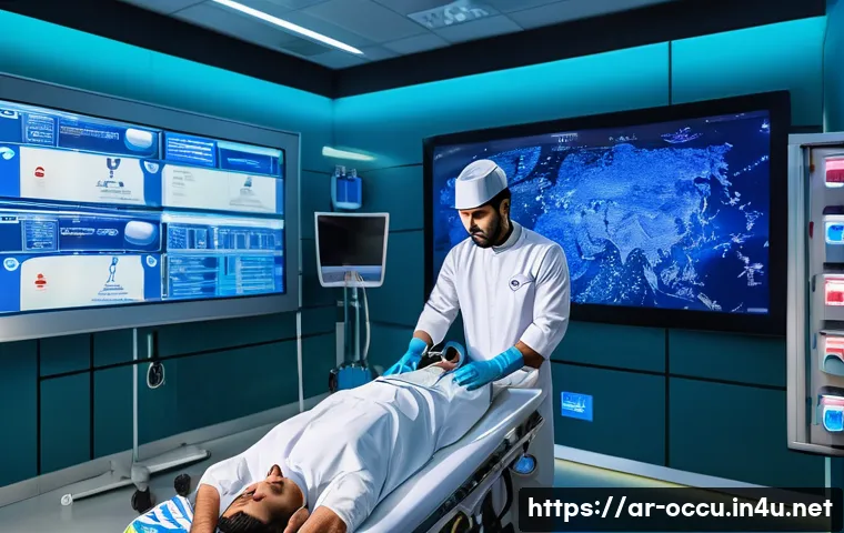 응급구조사와 전문 지식 확장법 - A realistic training simulation scene in an Arabic medical emergency center, showing a male paramedi...