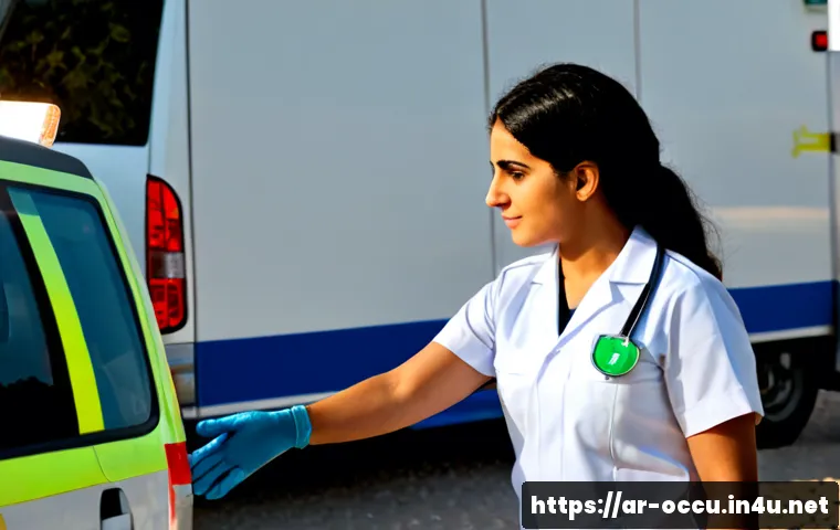 응급구조사 직무에서 중요한 자질 - Photorealistic Arab emergency medical responder in a clean modest uniform calmly assessing an injure...